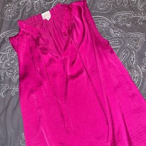 Fuscia Scalloped Neck Blouse